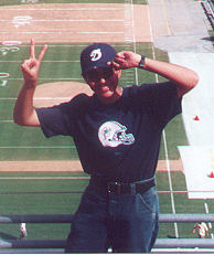 Me at Pro Player Stadium after the Dolphins-Patriots game on Sept. 24th, 2000 - Click to enlarge