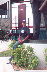 A picture with the statue of Joe Robbie, the man that brought the Dolphins to Miami - Click to enlarge